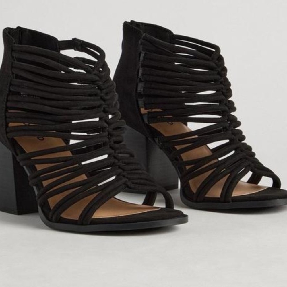 Torrid Black Caged Block Heels NWOT